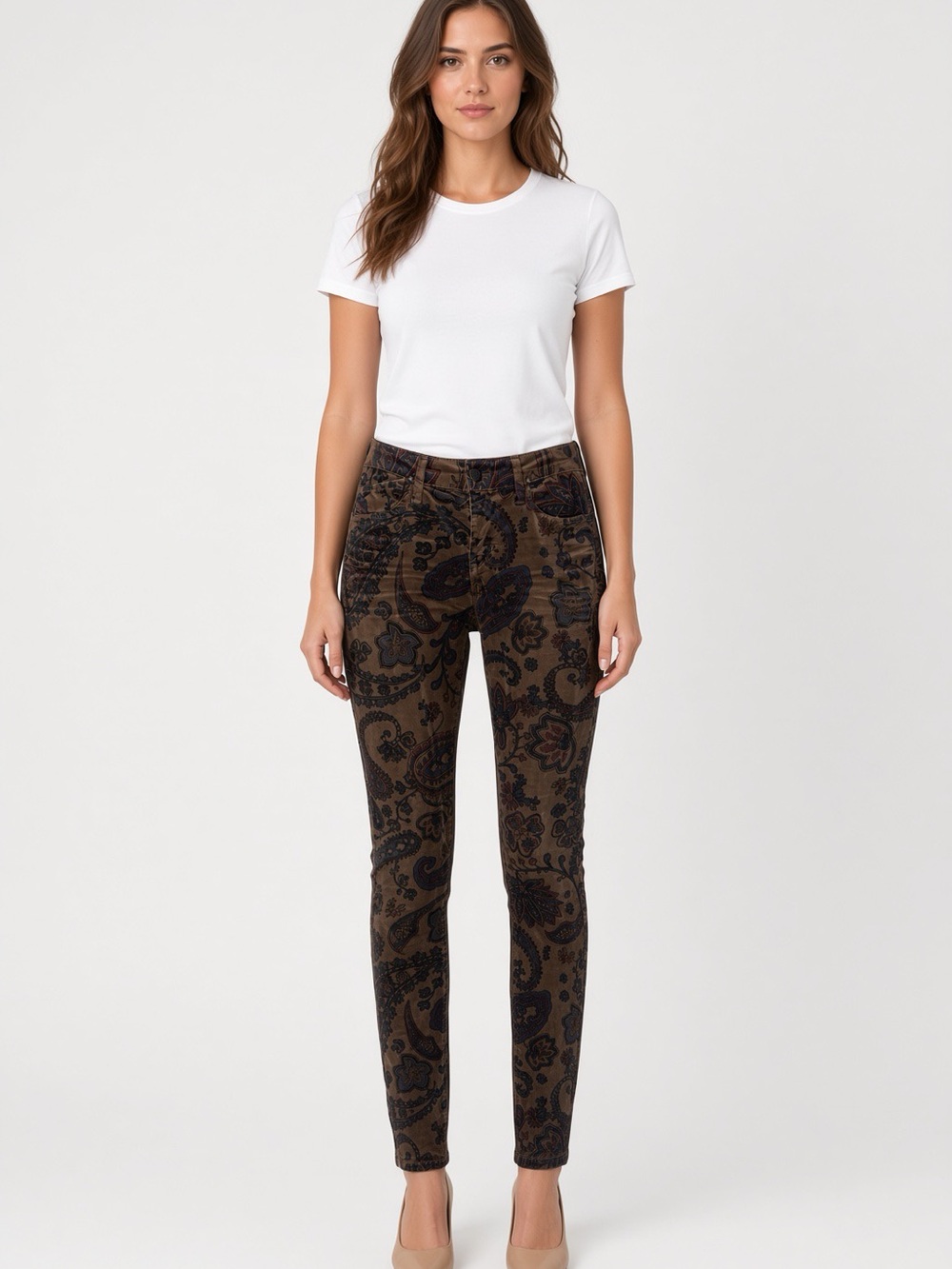 Citizens Of Humanity Brown Paisley Skinny Jeans